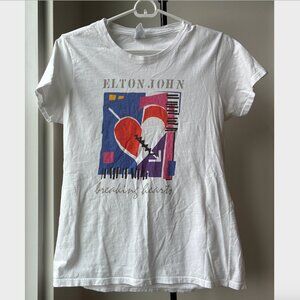 Elton John Retro Breaking Hearts Cotton T-Shirt - Size M